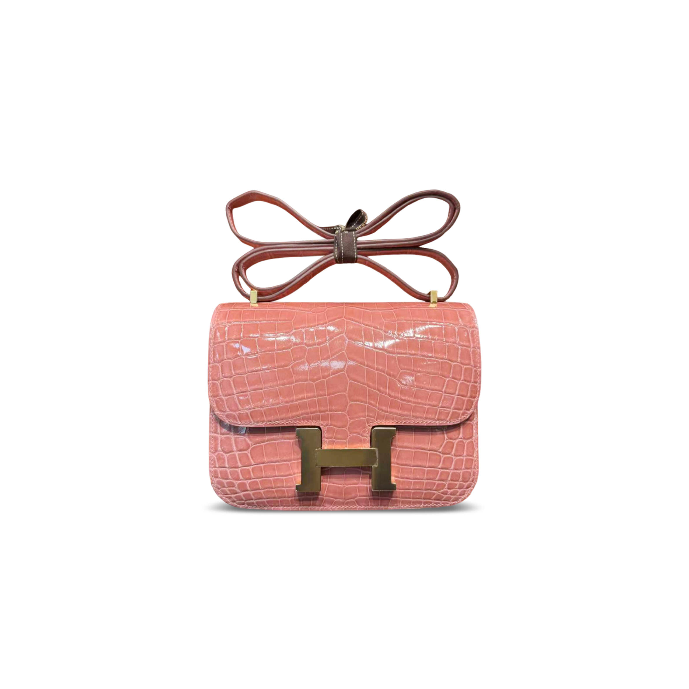 HERMES MASTER CONSTANCE 18 SHINY ALLIGATOR CROCODILE (19*15*4cm)